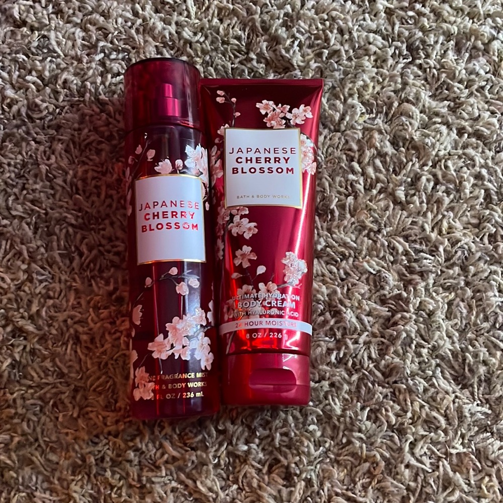 Never used Japanese cherry blossom body cream and fine fragrance mist